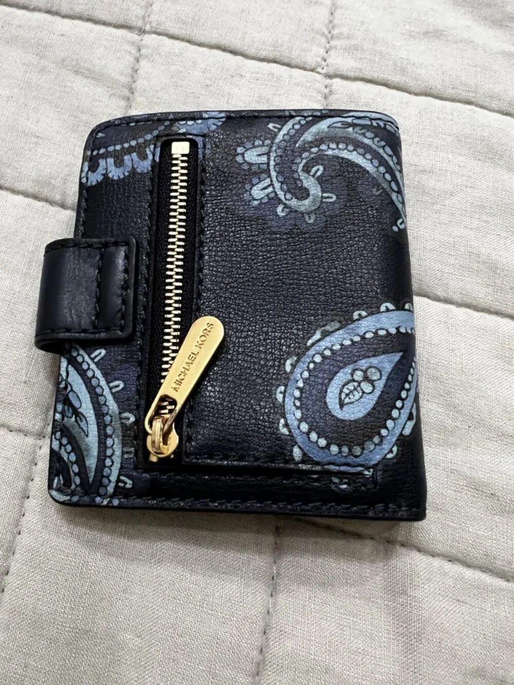 MICHAEL KORS Blue Paisley Small Leather Wallet